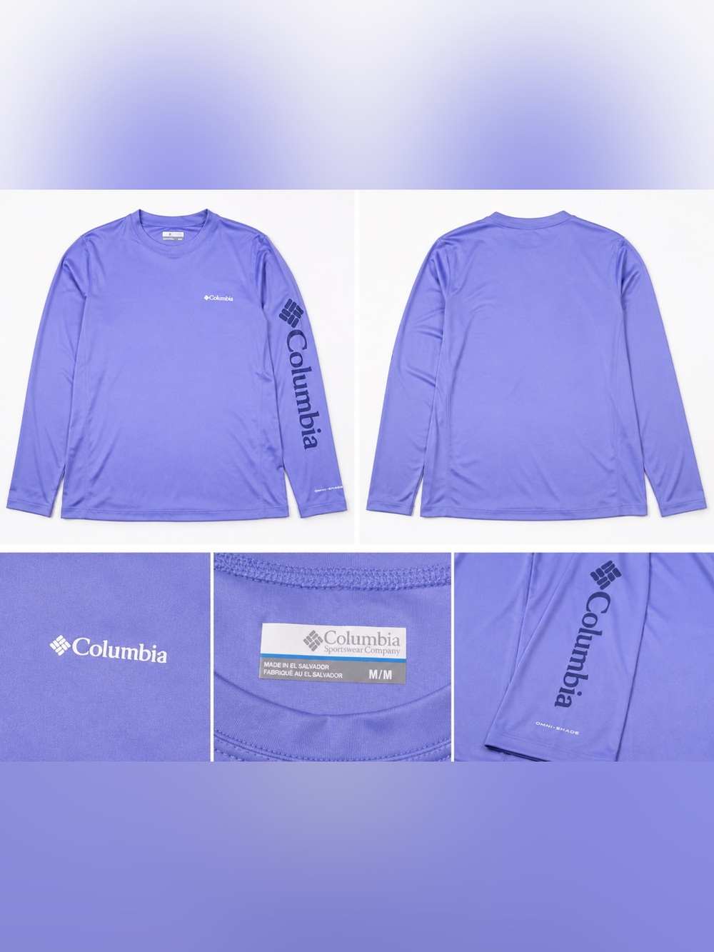 Columbia PFG Omni-Shade Long Sleeve Performance Shirt Purple Size M